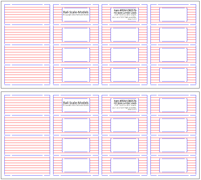 HO Scale ~ 2x8 Finish Cut Lumber Stacks @ 12' Lengths